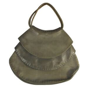 Vintage Guild Creations Top Handle Green Handbag Purse Leather Bohemian Style